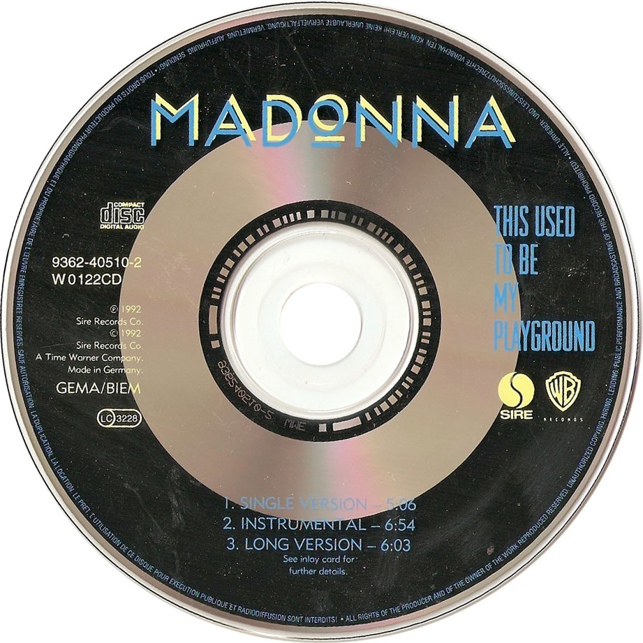 Cartula Cd de Madonna - This Used To Be My Playground (Cd Single)