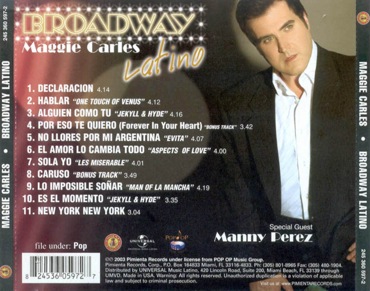 Cartula Trasera de Maggie Carles - Broadway Latino