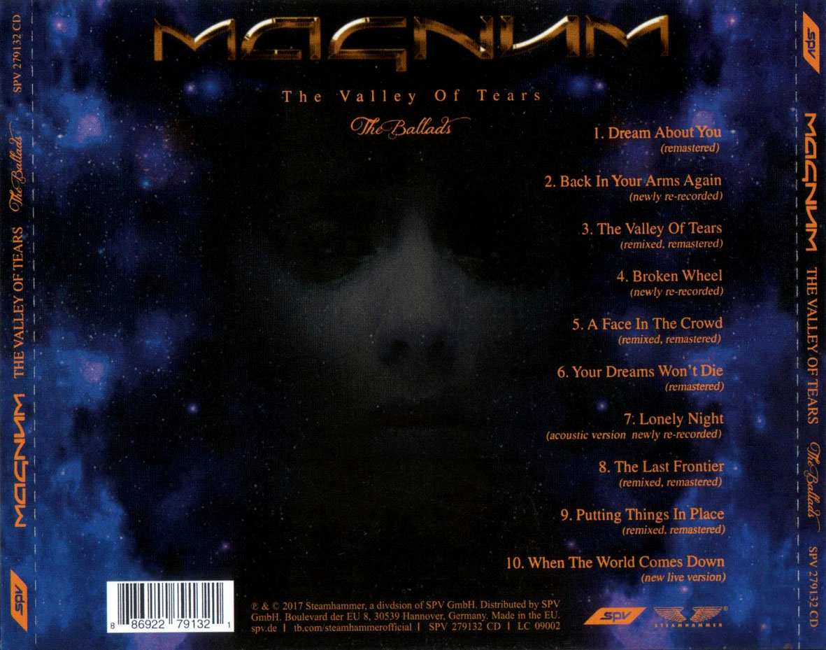 Cartula Trasera de Magnum - The Valley Of Tears