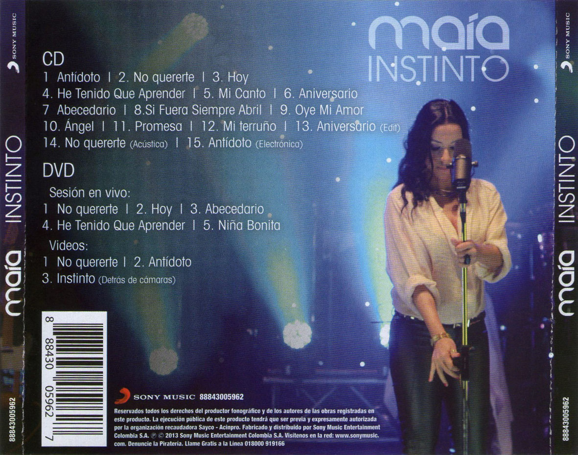 Cartula Trasera de Maia - Instinto (Edicion Especial)