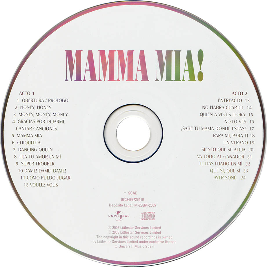 Car tula Cd de Mamma Mia! (Version En Espa ol) - Portada