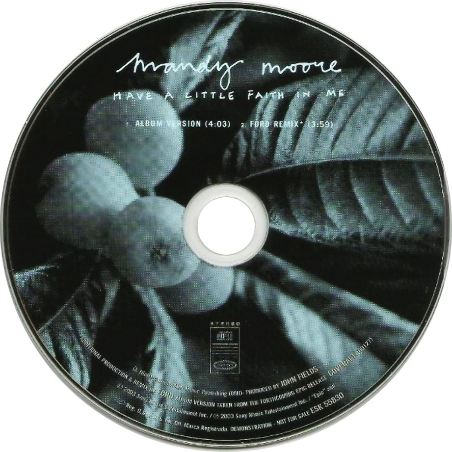 Cartula Cd de Mandy Moore - Have A Little Faith In Me (Cd Single)