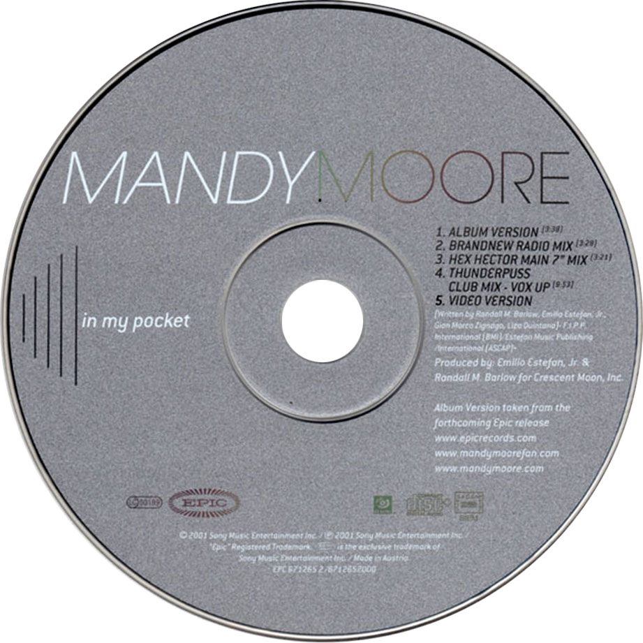 Cartula Cd de Mandy Moore - In My Pocket (Cd Single)