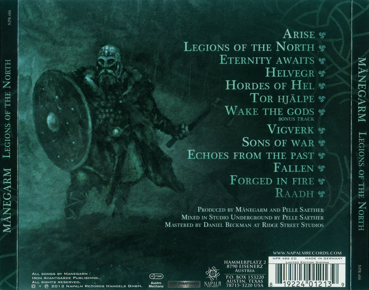 Cartula Trasera de Manegarm - Legions Of The North (Limited Edition)