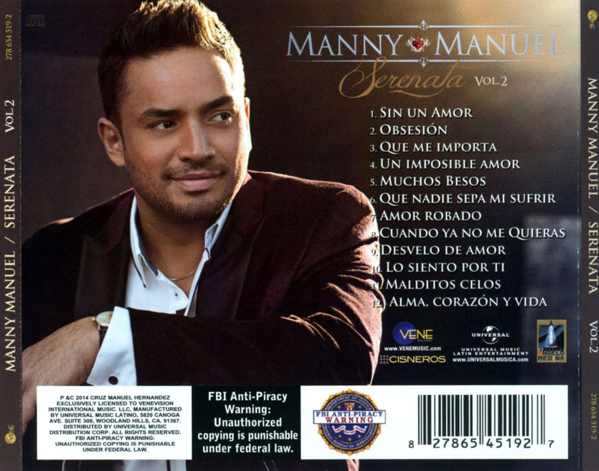 Cartula Trasera de Manny Manuel - Serenata 2