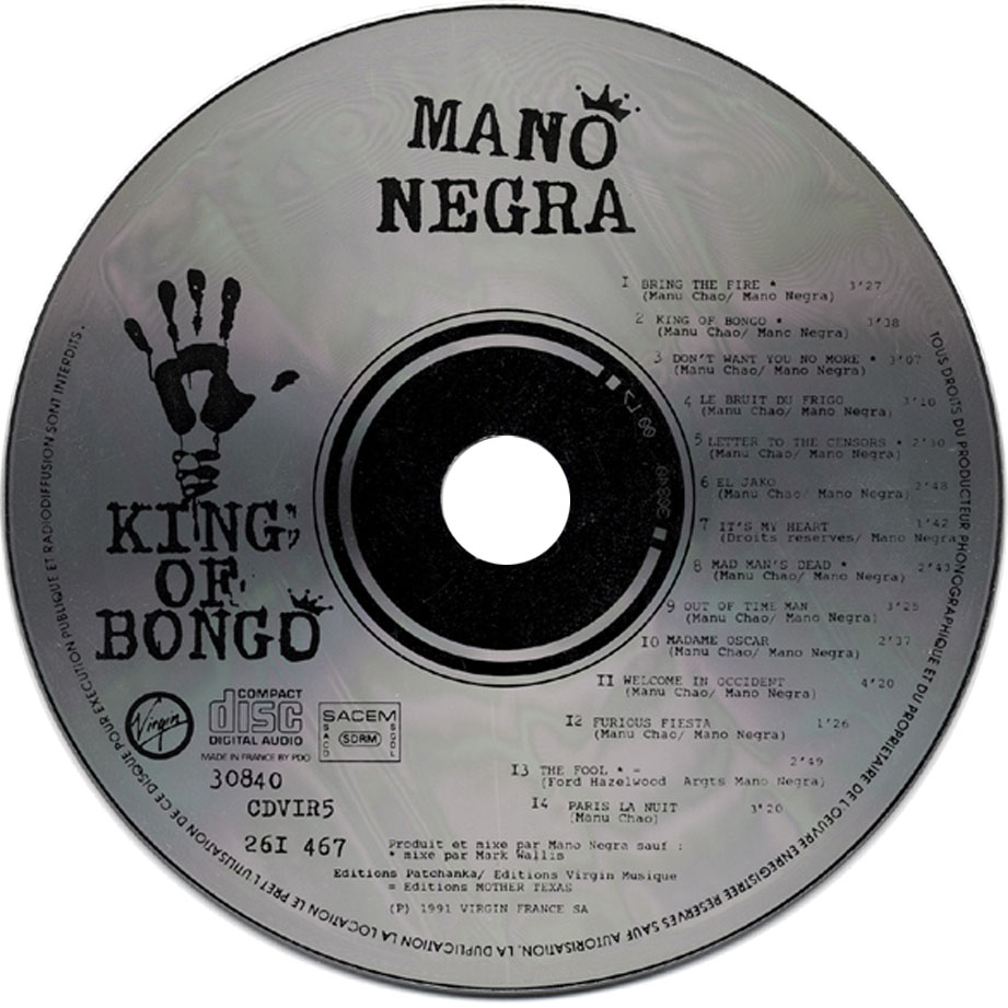 Cartula Cd de Mano Negra - King Of Bongo