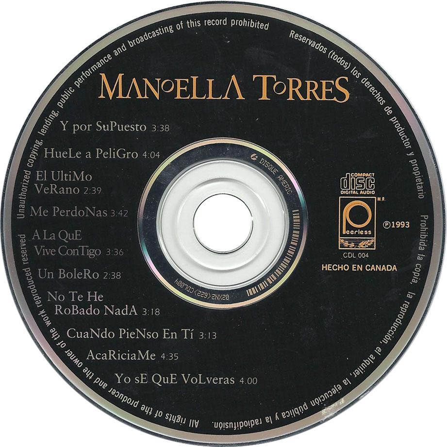 Cartula Cd de Manoella Torres - Renacer