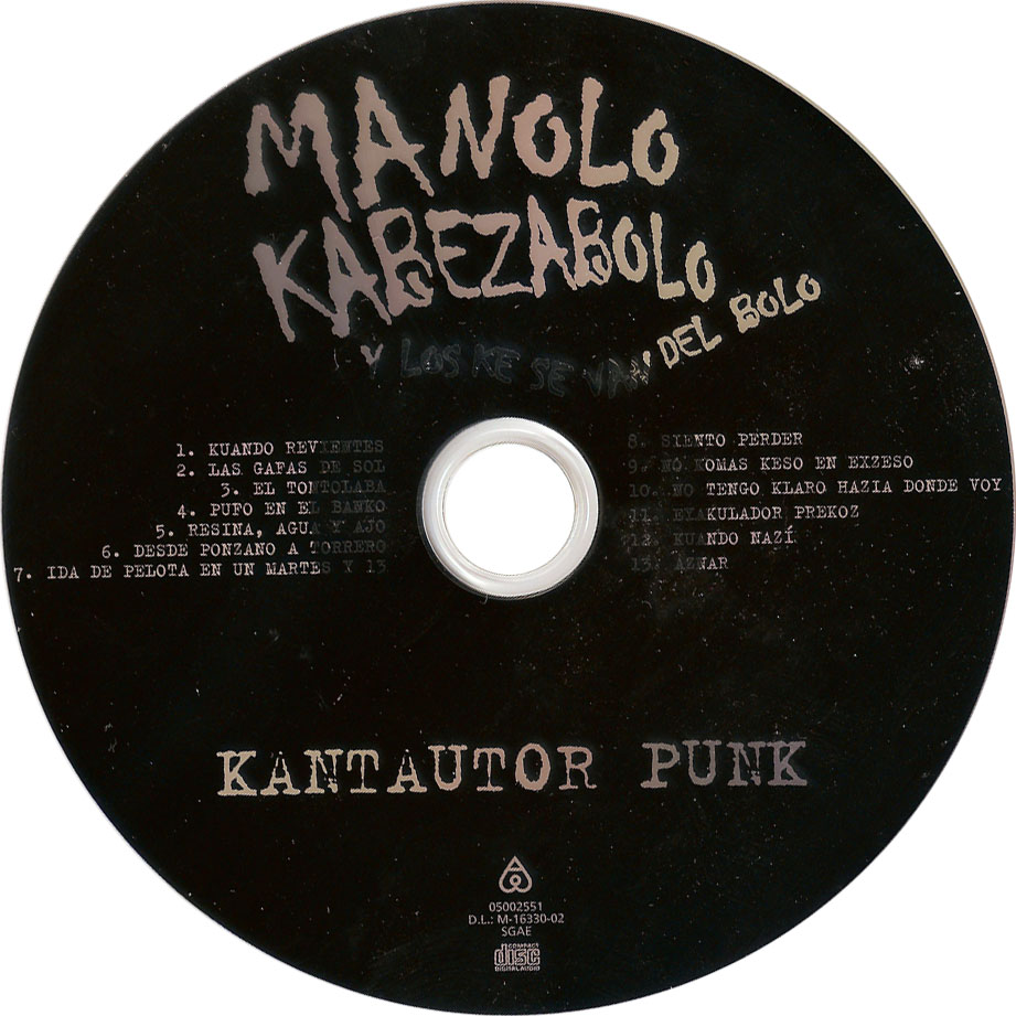 Cartula Cd de Manolo Kabezabolo - Kantautor Punk