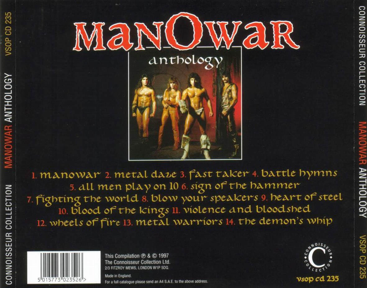 Cartula Trasera de Manowar - Anthology