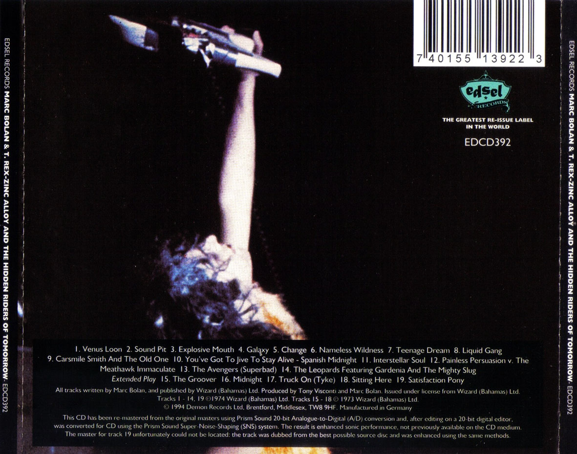 Carátula Trasera de Marc Bolan & T. Rex - Zinc Alloy And The Hidden Riders Of Tomorrow