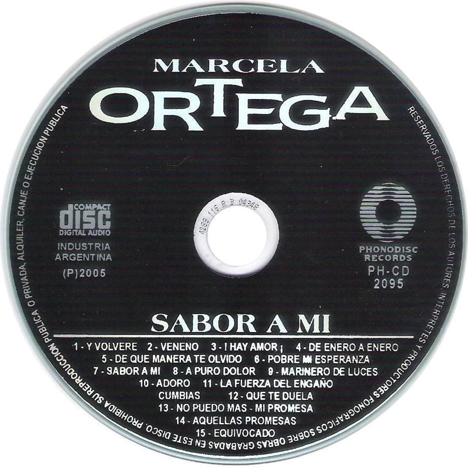 Cartula Cd de Marcela Ortega - Sabor A Mi