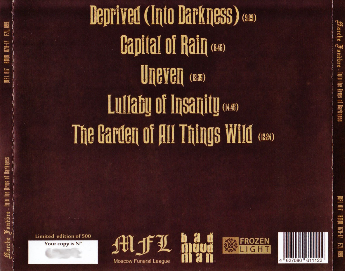 Cartula Trasera de Marche Funebre - Into The Arms Of Darkness