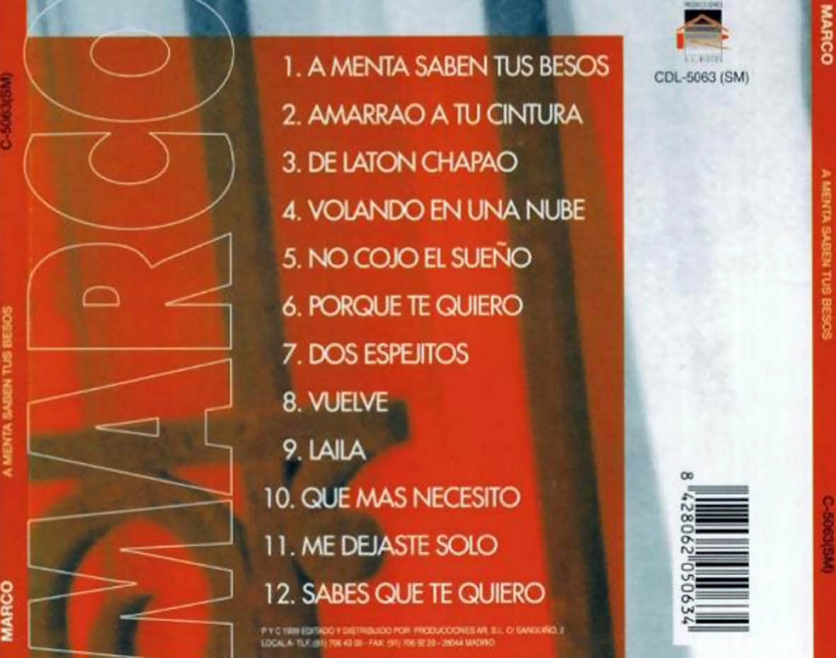 Cartula Trasera de Marco - A Menta Saben Tus Besos