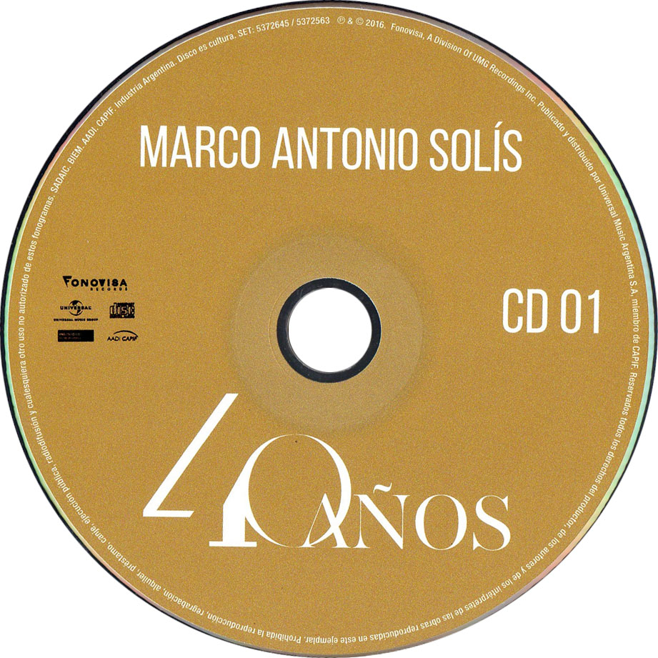 Cartula Cd1 de Marco Antonio Solis - 40 Aos