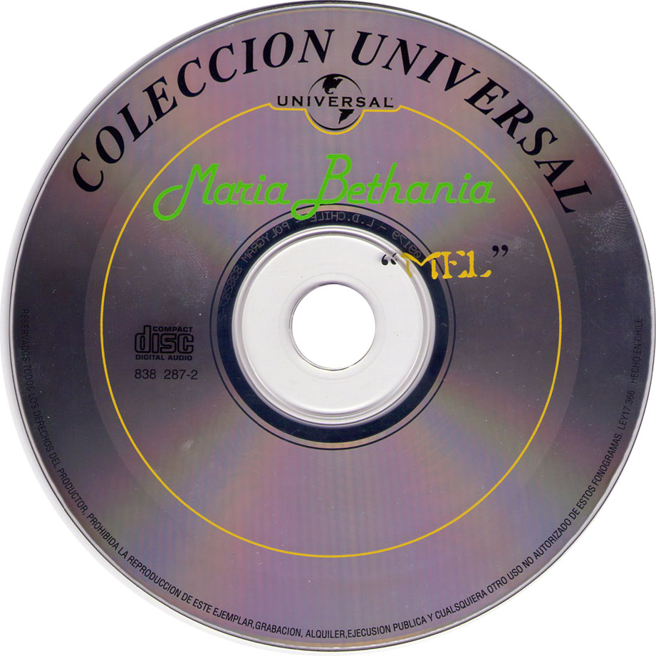 Cartula Cd de Maria Bethania - Mel