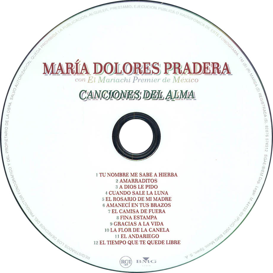 Cartula Cd de Maria Dolores Pradera - Canciones Del Alma