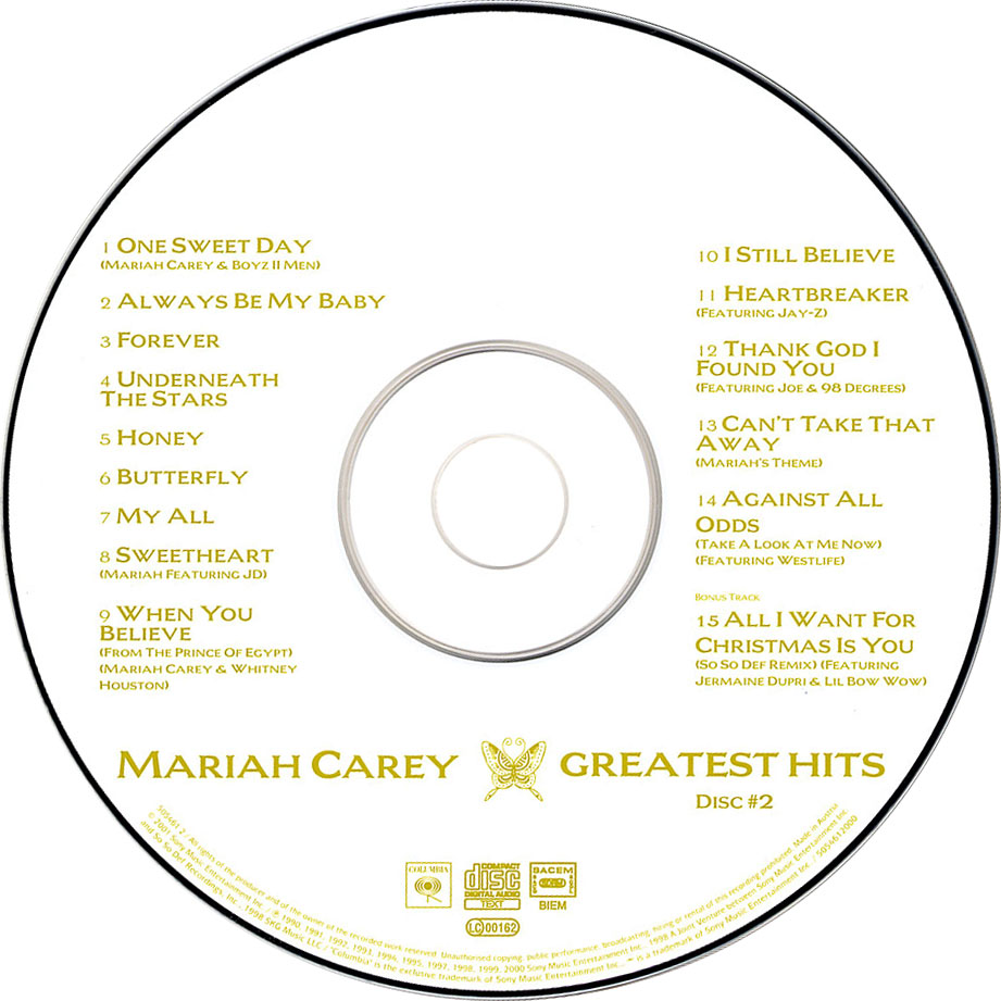 Cartula Cd2 de Mariah Carey - Greatest Hits