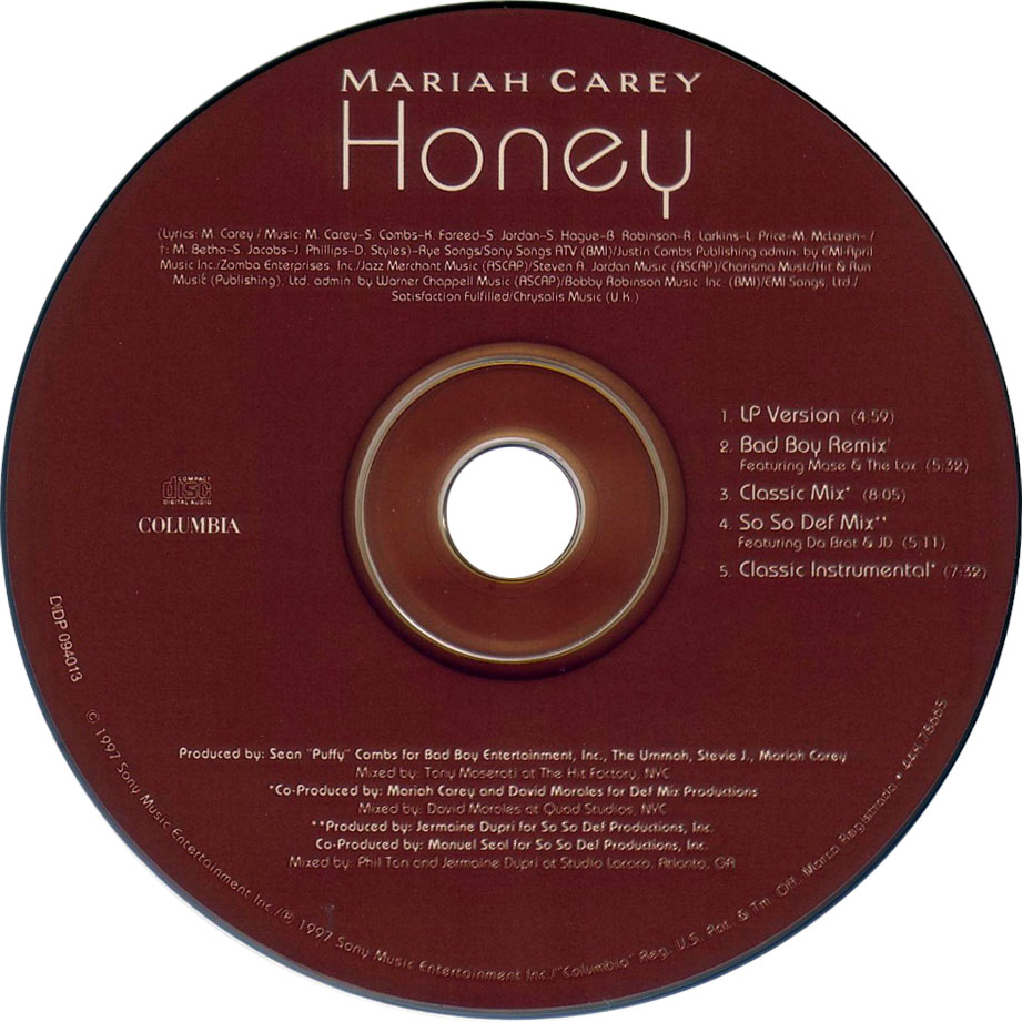 Cartula Cd de Mariah Carey - Honey (Cd Single)