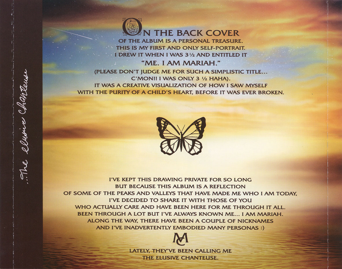 Cartula Interior Trasera de Mariah Carey - Me. I Am Mariah... The Elusive Chanteuse