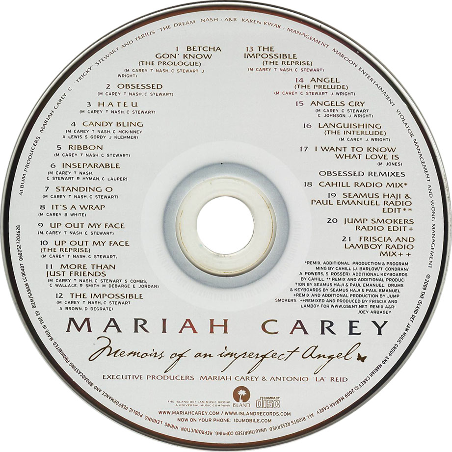 Cartula Cd de Mariah Carey - Memoirs Of An Imperfect Angel