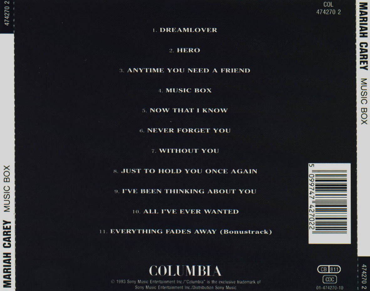Cartula Trasera de Mariah Carey - Music Box