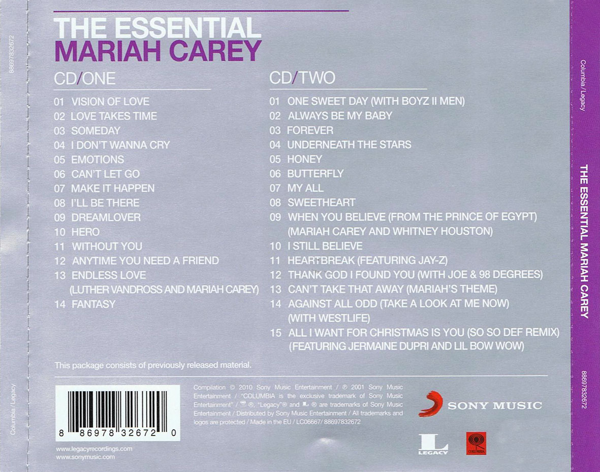 Cartula Trasera de Mariah Carey - The Essential