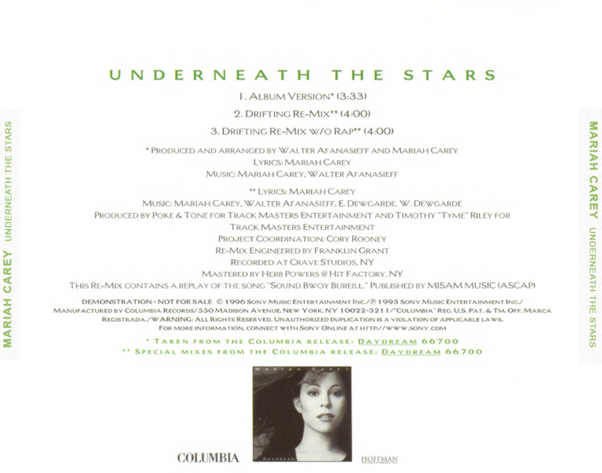 Cartula Trasera de Mariah Carey - Underneath The Stars (Cd Single)