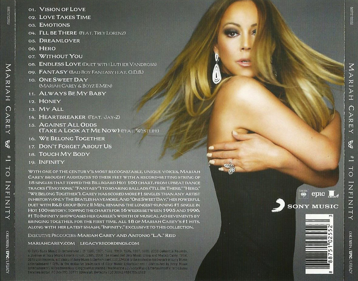 Cartula Trasera de Mariah Carey - #1 To Infinity