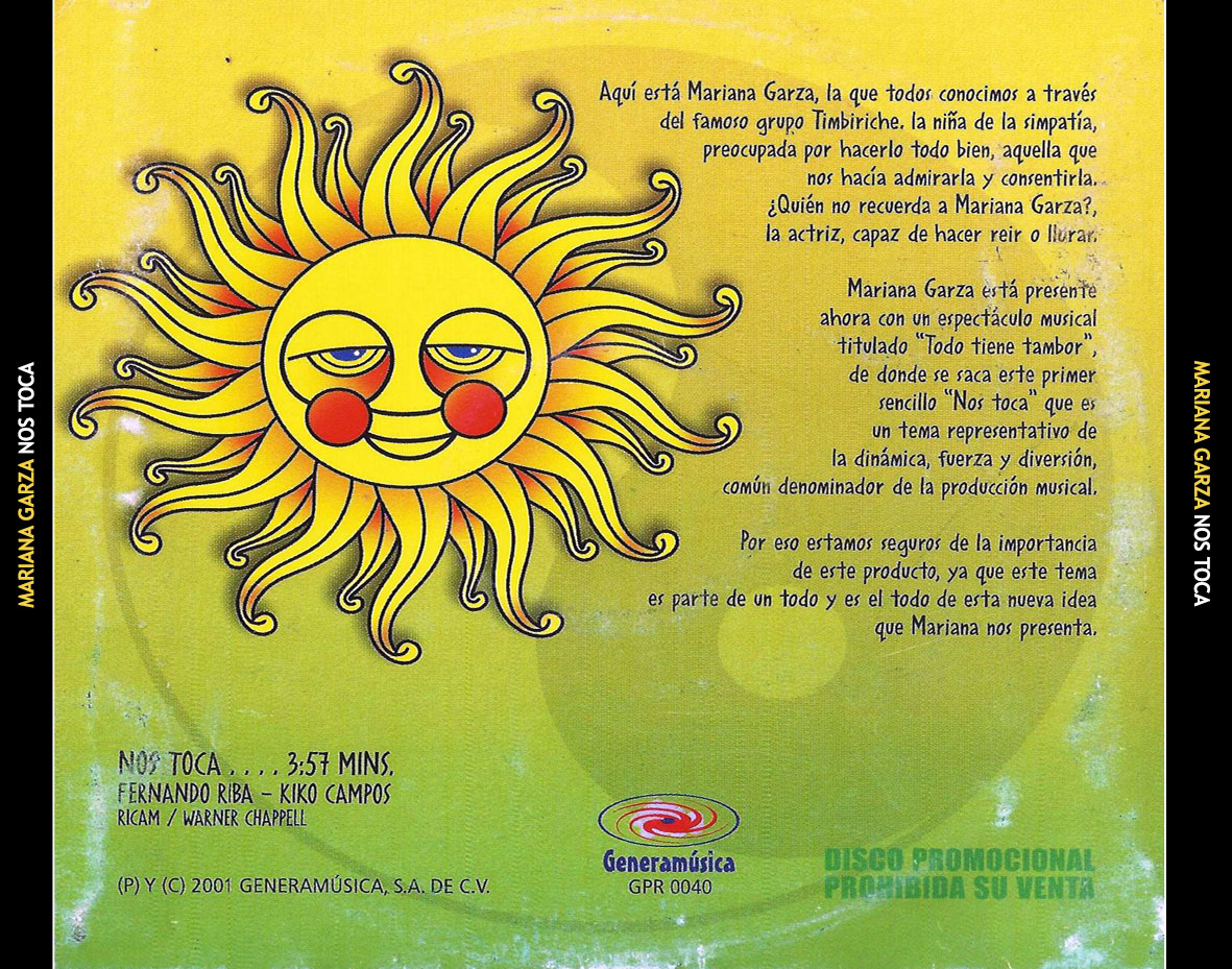 Cartula Trasera de Mariana Garza - Nos Toca (Cd Single)