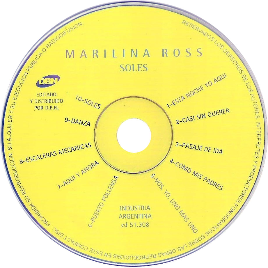 Cartula Cd de Marilina Ross - Soles