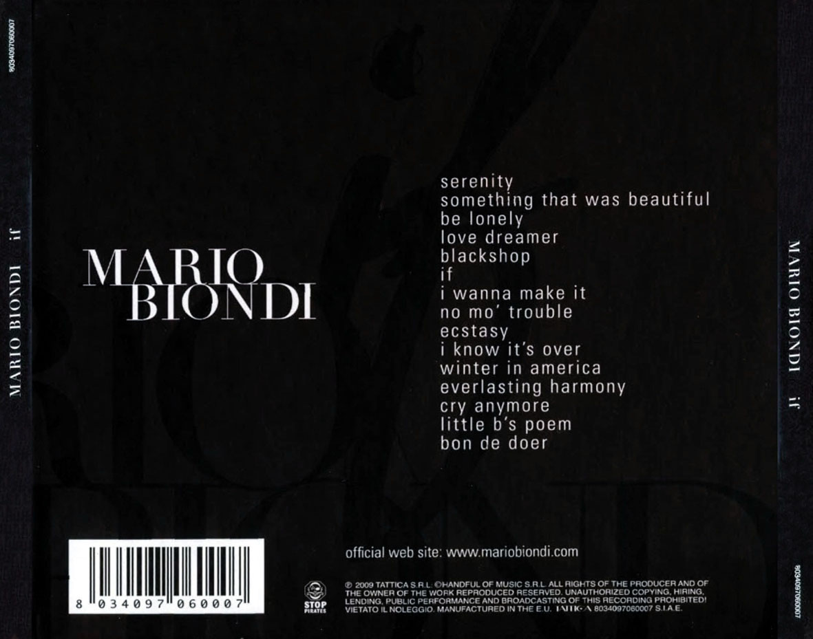 Cartula Trasera de Mario Biondi - If