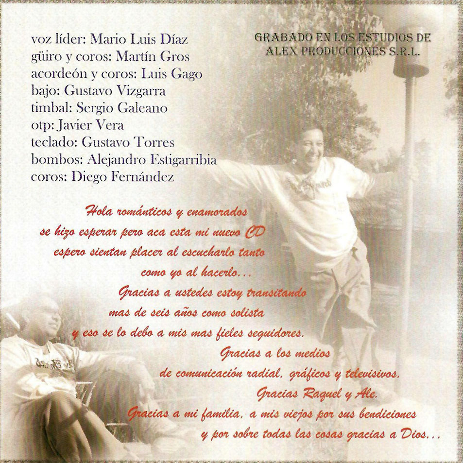 Cartula Interior Frontal de Mario Luis - Amo Y Seor Del Amor