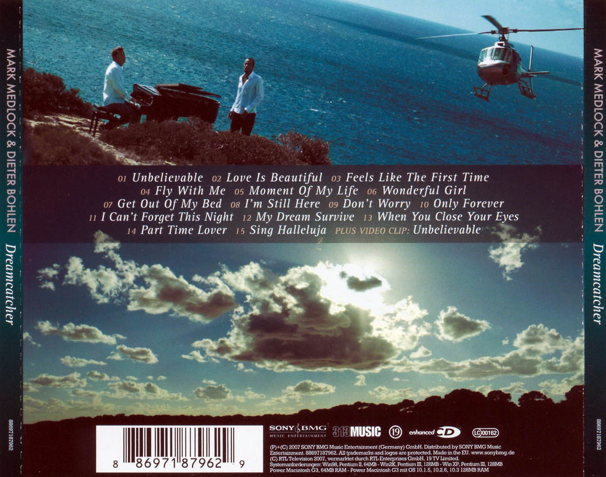 Cartula Trasera de Mark Medlock & Dieter Bohlen - Dreamcatcher