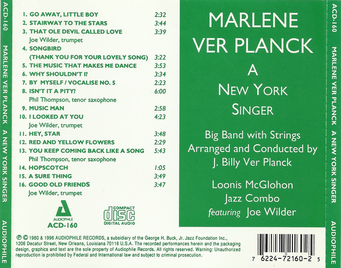 Cartula Trasera de Marlene Verplanck - A New York Singer (Expanded Edition)