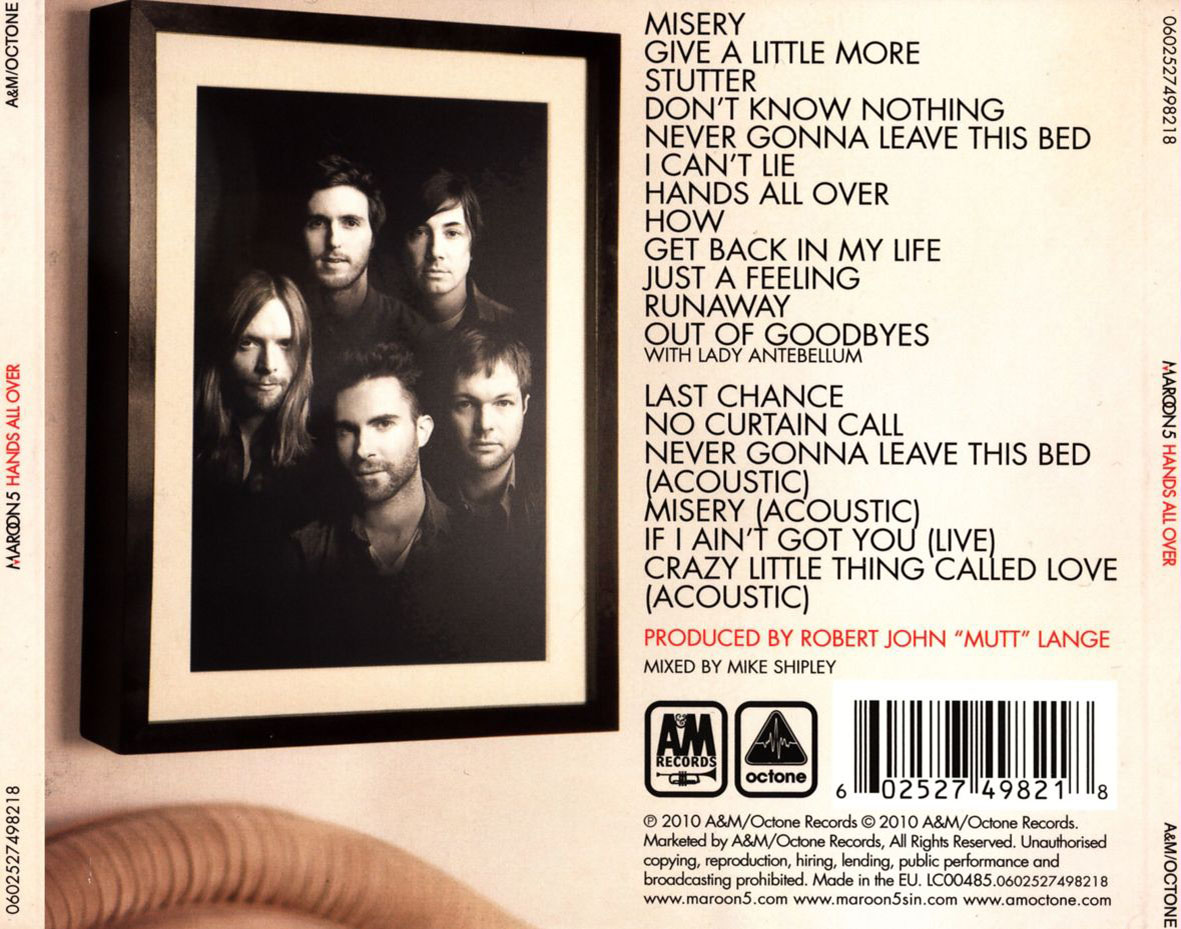 Carátula Trasera de Maroon 5 - Hands All Over (Deluxe Edition)