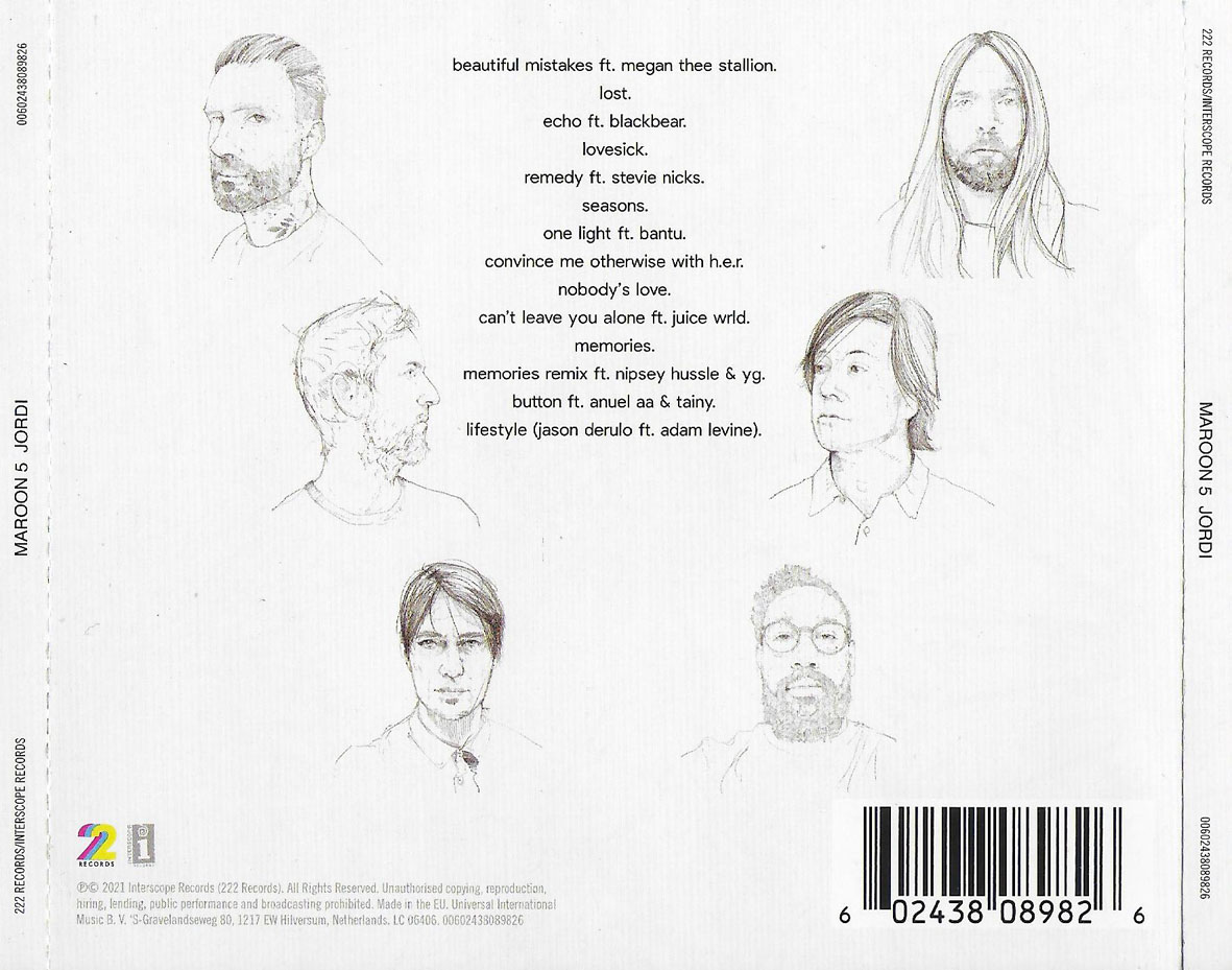 Carátula Trasera de Maroon 5 - Jordi (Deluxe Edition)