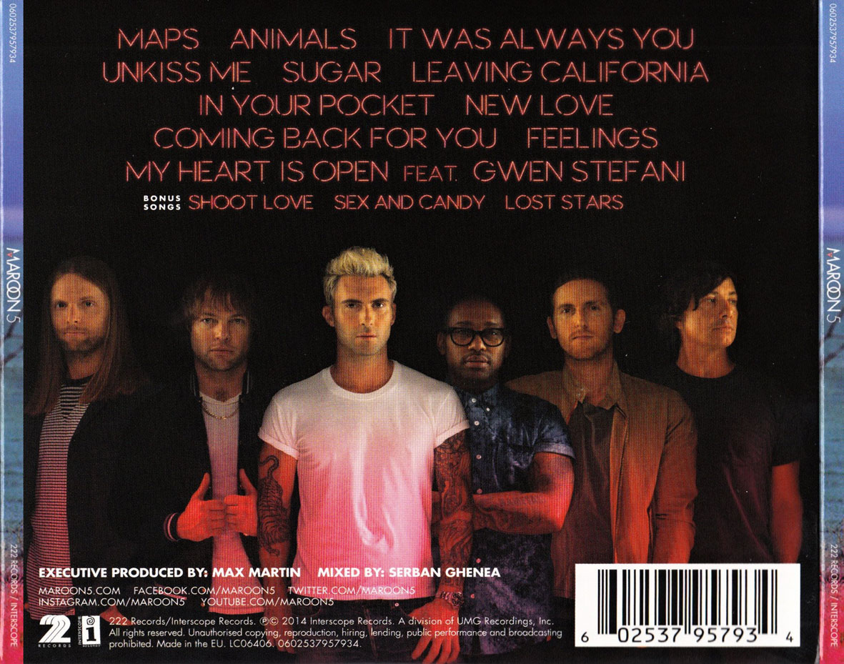 Carátula Trasera de Maroon 5 - V (Deluxe Edition)