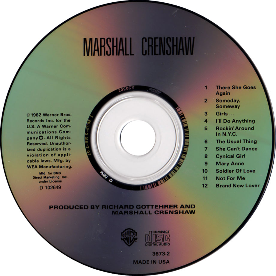 Cartula Cd de Marshall Crenshaw - Marshall Crenshaw