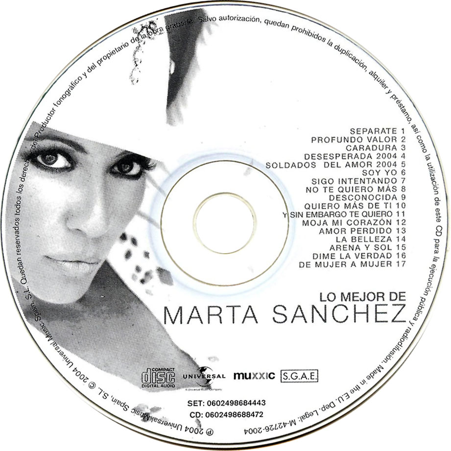 Cartula Cd de Marta Sanchez - Lo Mejor De Marta Sanchez