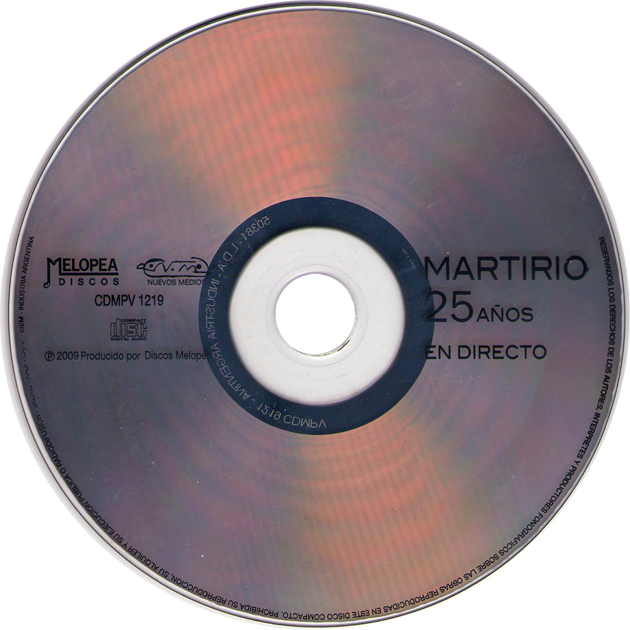 Cartula Cd de Martirio - 25 Aos En Directo