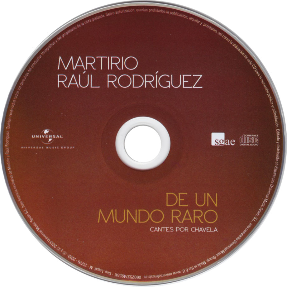 Cartula Cd de Martirio & Raul Rodriguez - De Un Mundo Raro (Cantes Por Chavela)