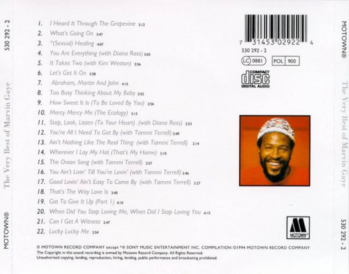 Cartula Trasera de Marvin Gaye - The Very Best Of Marvin Gaye