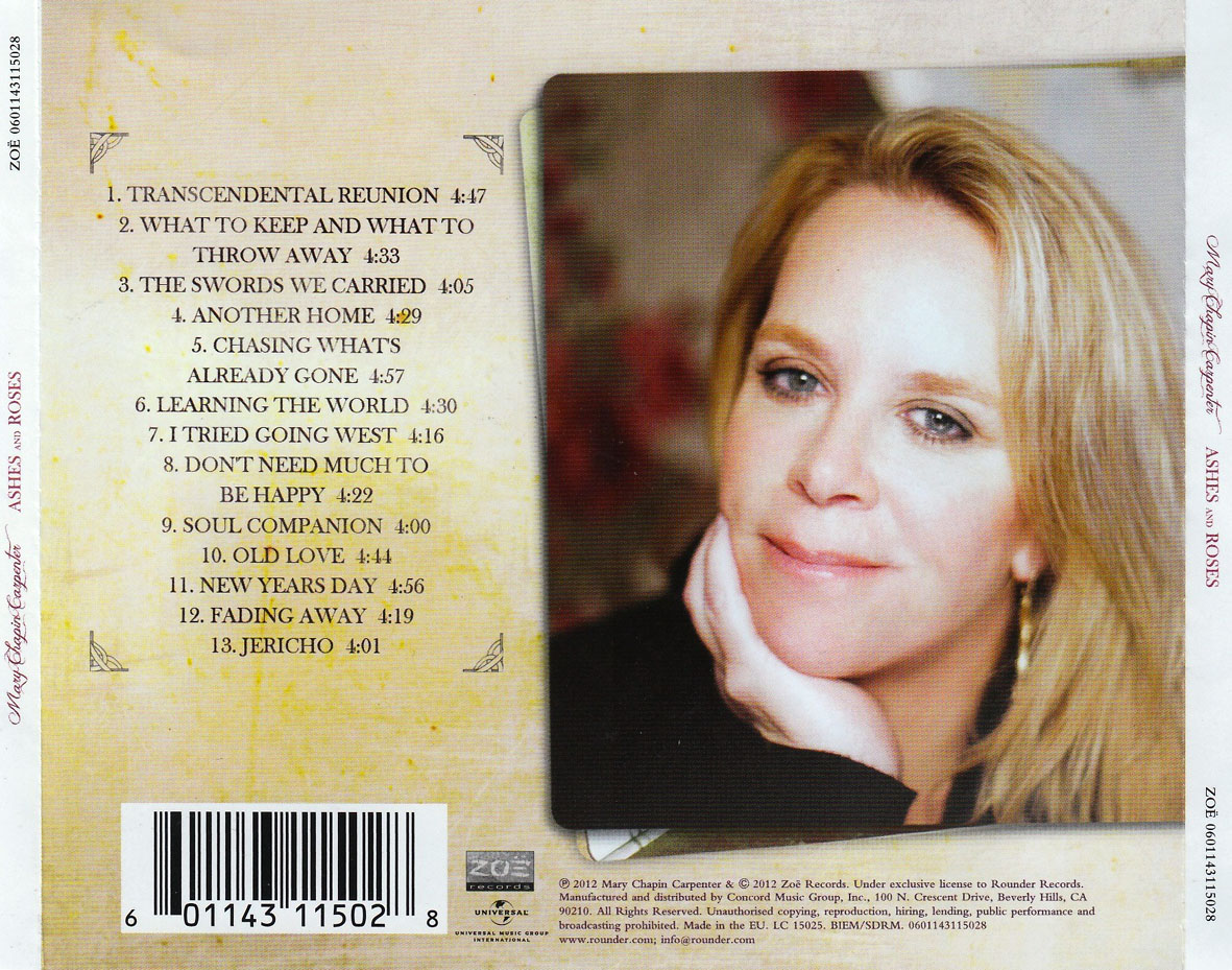 Cartula Trasera de Mary Chapin Carpenter - Ashes & Roses