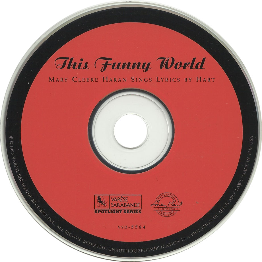 Cartula Cd de Mary Cleere Haran - This Funny World: Mary Cleere Haran Sings Lyrics By Hart