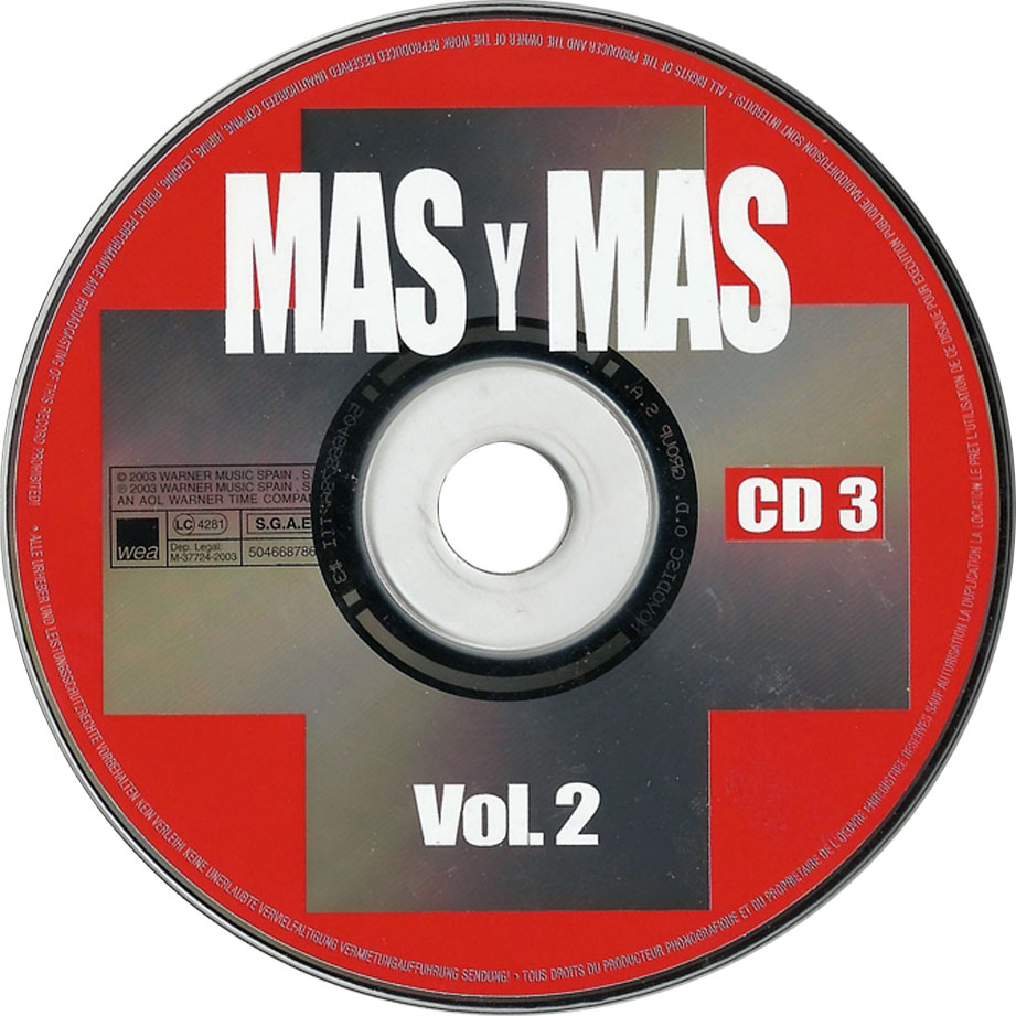 Cartula Cd3 de Mas Y Mas Volumen 2