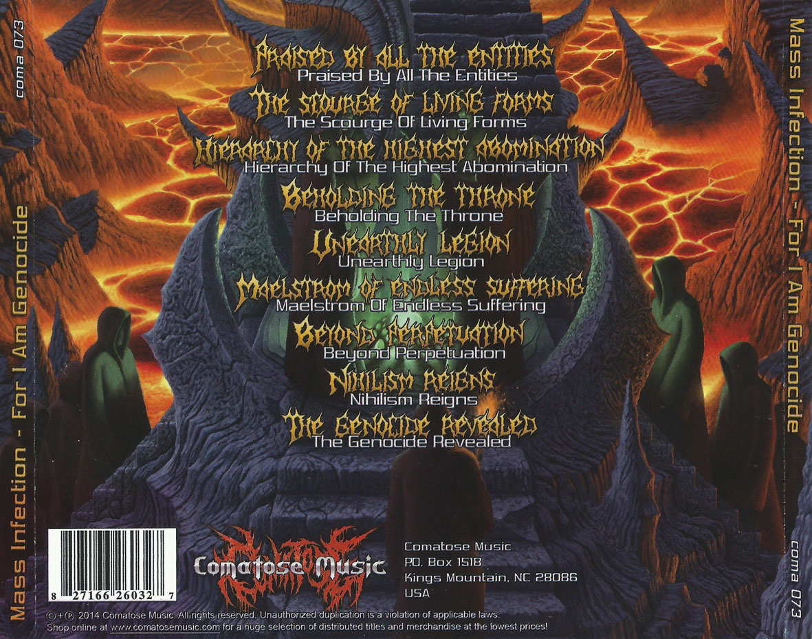 Cartula Trasera de Mass Infection - For I Am Genocide