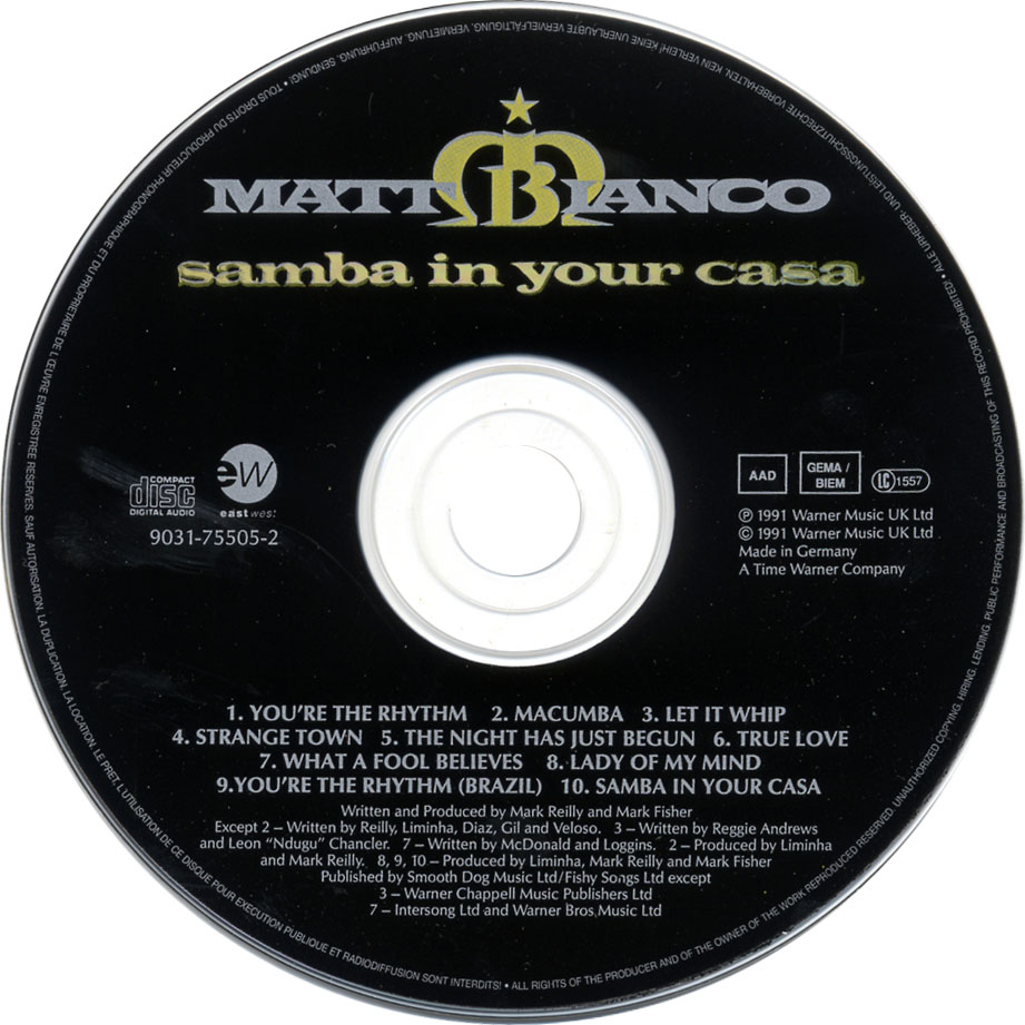 Cartula Cd de Matt Bianco - Samba In Your Casa