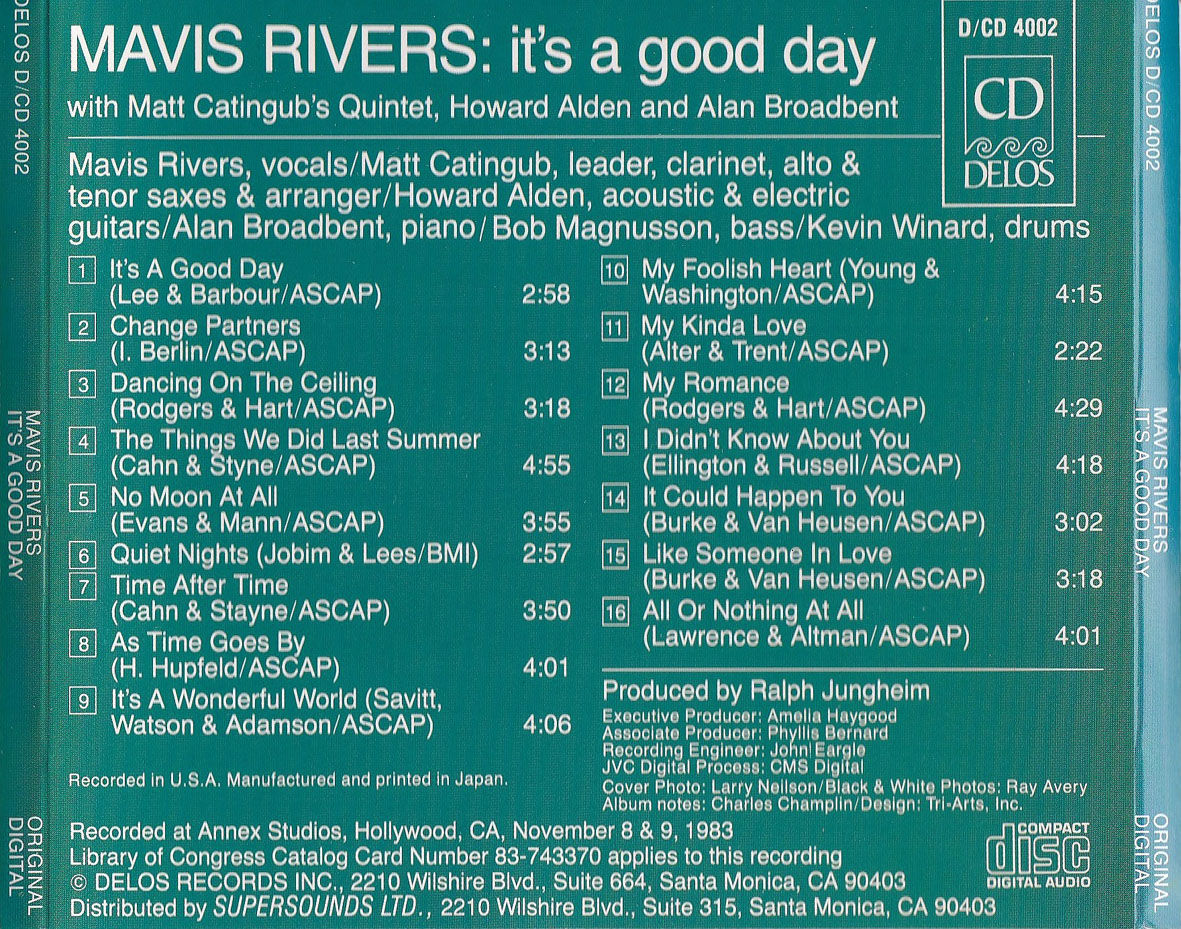 Cartula Trasera de Mavis Rivers - It's A Good Day