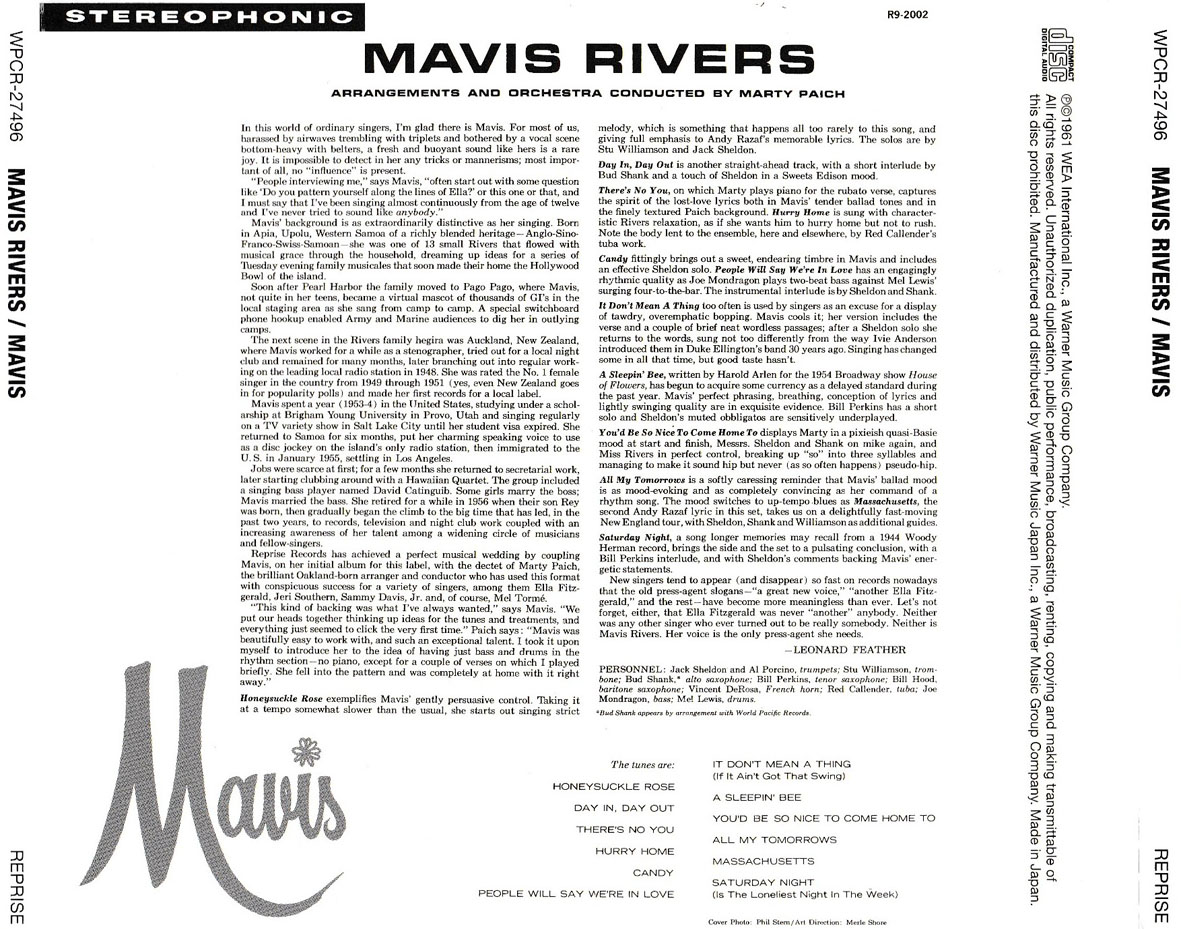 Cartula Trasera de Mavis Rivers - Mavis