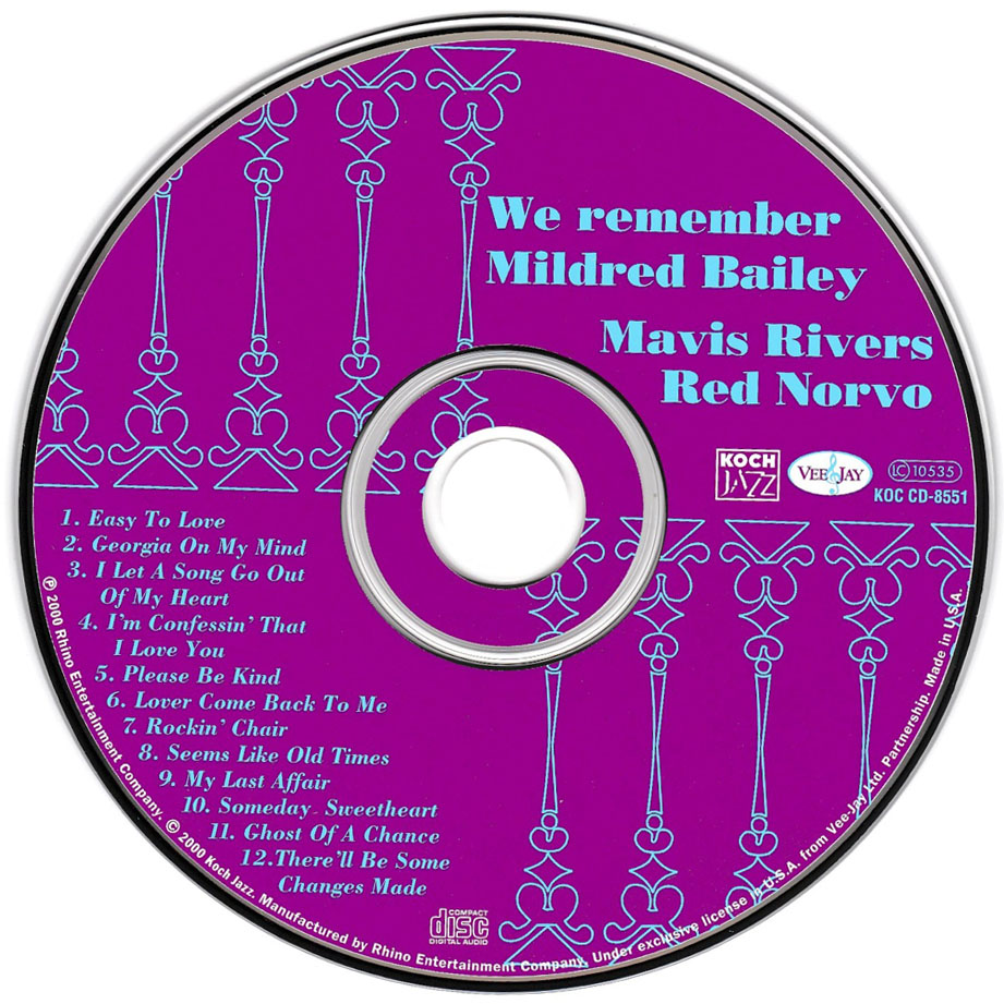 Cartula Cd de Mavis Rivers - We Remember Mildred Bailey